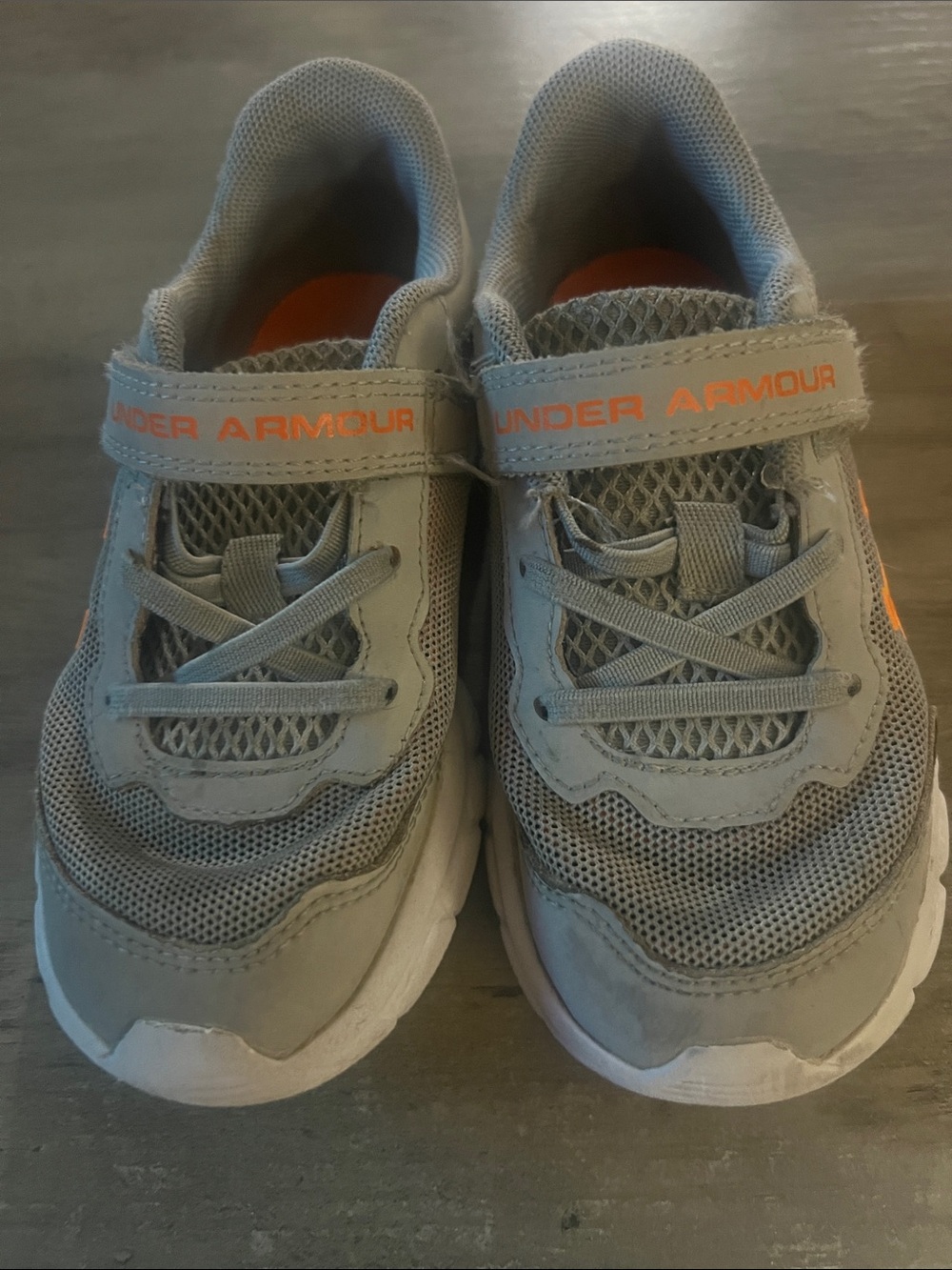Under Armour Kids Gray Sneakers with Orange Accents